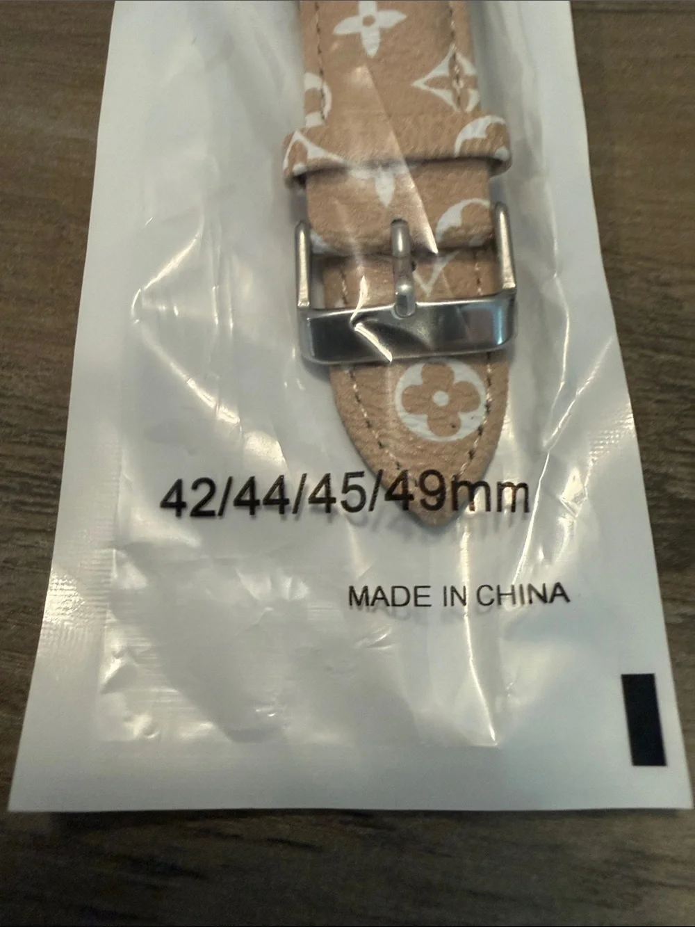 NWOT Designer-Style Tan Monogram Apple Watch Band